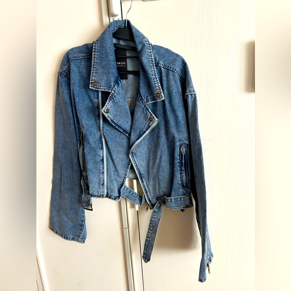 Lioness Blue Denim Moto Jean Jacket